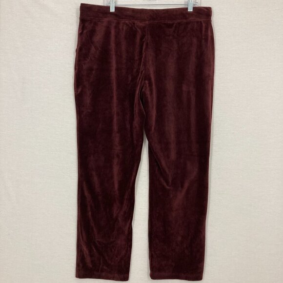 Gloria Vanderbilt Red Burgundy Velvet Straight Leg Comfy Pull-on Pants XXL - Picture 8 of 9